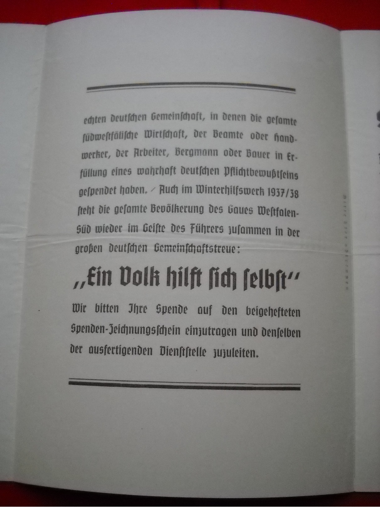 Faltblatt, WHW-Spenden-Zeichnungsschein 1937/38, Ungebraucht - Briefe U. Dokumente