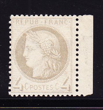 * N°52 - 40c Gris - Petit BDF - Gomme Partielle - TB - 1871-1875 Cérès