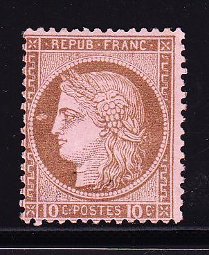 * N°54 - 10c Brun S/rose - Charn. Marquée - TB - 1871-1875 Cérès