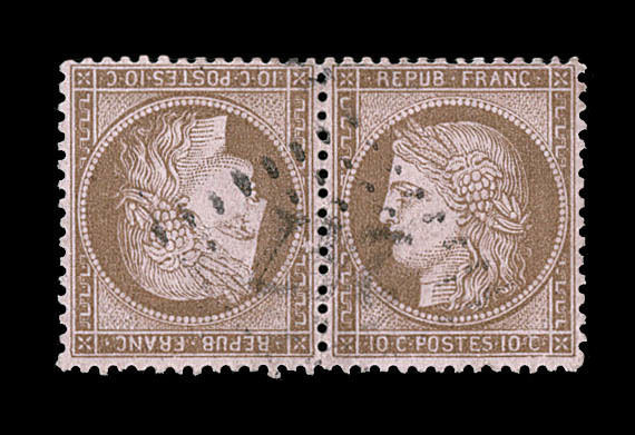 O N°58c - 10c Brun S/rose - Tête Bêche - Obl. GC 247 - Infime éraflure Au Recto - Sinon TB - 1871-1875 Cérès