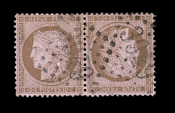 O N°58c - 10c Brun S/rose - Paire - Tête Bêche - TB - 1871-1875 Cérès
