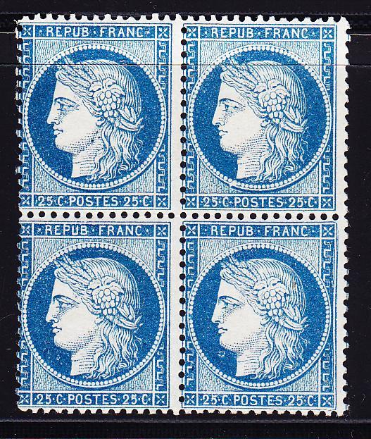 * N°60A - 25c Bleu - Type I - Bloc De 4 - TB - 1871-1875 Cérès