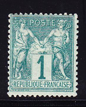 * N°61 - 1c Vert - TB - 1876-1878 Sage (Type I)