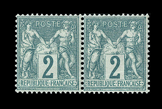 ** N°62 - Paire - 2c Vert - Pli Horiz. - Sinon TB - 1876-1878 Sage (Type I)