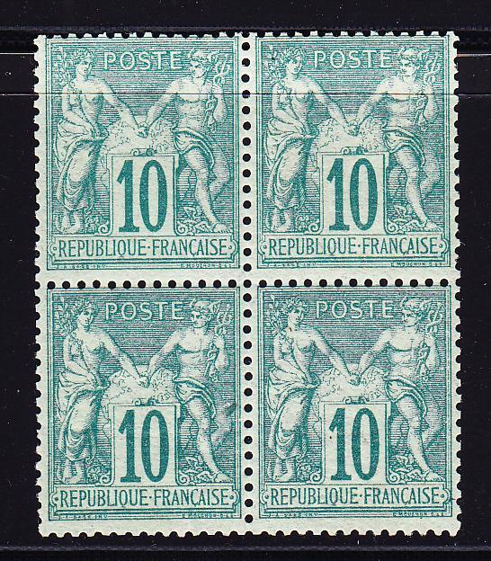 ** N°65 - 10c Vert - Bloc De 4 - TB - 1876-1878 Sage (Type I)