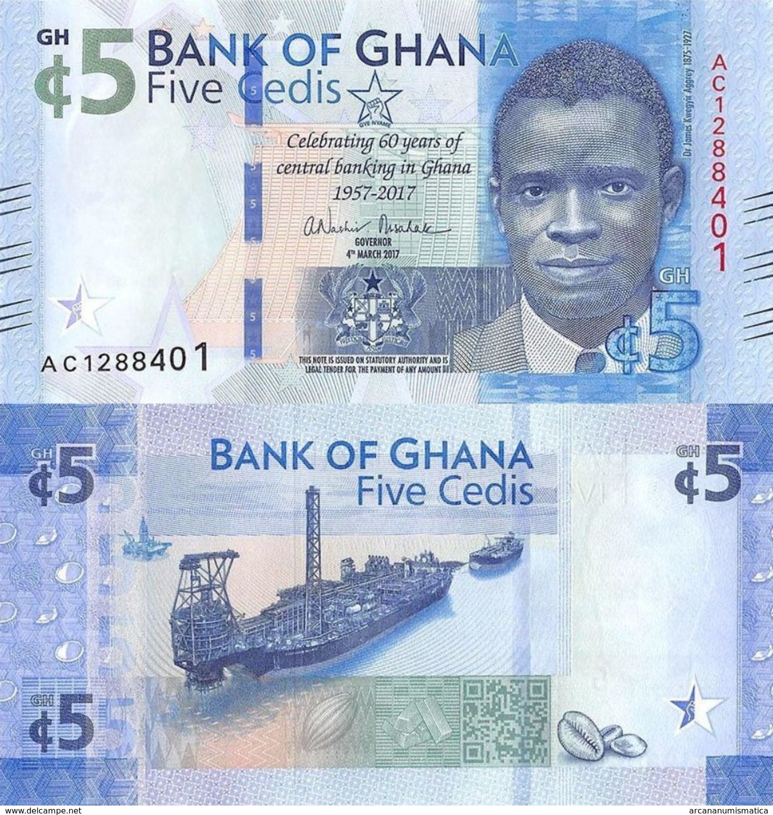 GHANA  5 CEDIS 4-3-2017 2017  SC / UNC / PLANCHA   T-DL-12.159 - Ghana