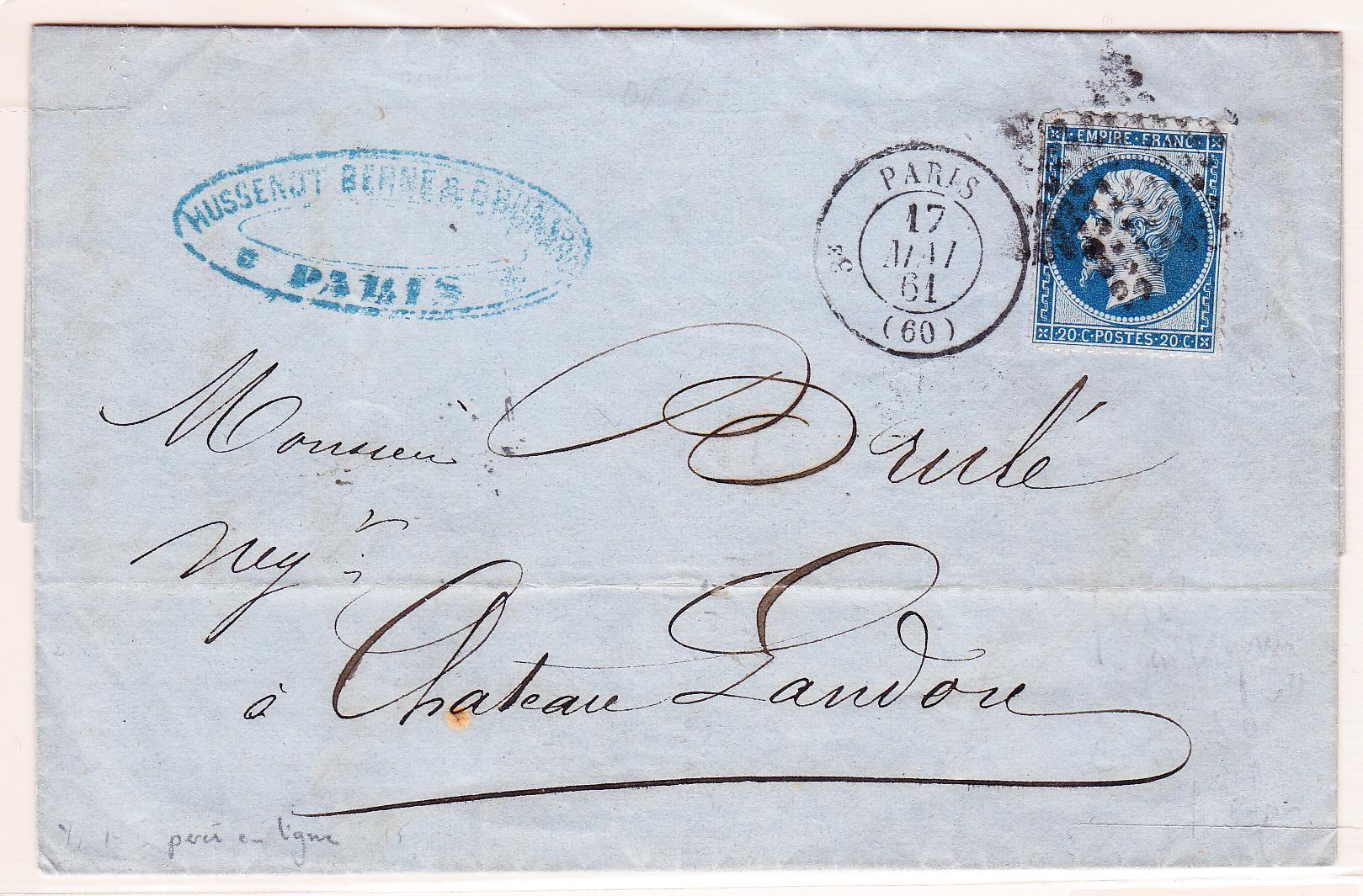 LAC N°14B - Percé En Lignes - Obl. Etoile Muette - 17 MAI 61 - Pr Château Landon - TB - 1849-1876: Période Classique