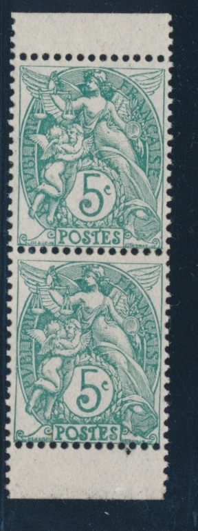 ** N°111f - 5c Vert - Paire Vertic. - TB - 1900-29 Blanc