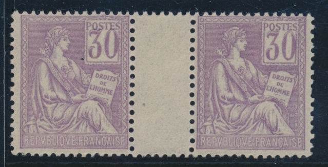 ** N°115 - 30c Violet - Paire - Interpanneau - TB - 1900-02 Mouchon