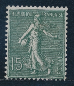 * N°130f - 15c Vert Gris - Type VI - Signé Lemaire - TB - 1903-60 Semeuse Lignée