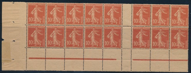 ** N°138 (x 16 Ex) - BDF + Interpanneau - Papier GC - TB - 1906-38 Semeuse Camée