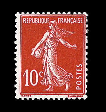 ** N°138c - 10c écarlate - Signé BRUN - TB - 1906-38 Semeuse Camée