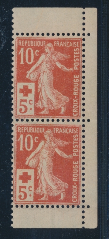 ** N°147b - 10c+5c Croix Rouge - Paire Vertic. De Carnet - TB - Neufs