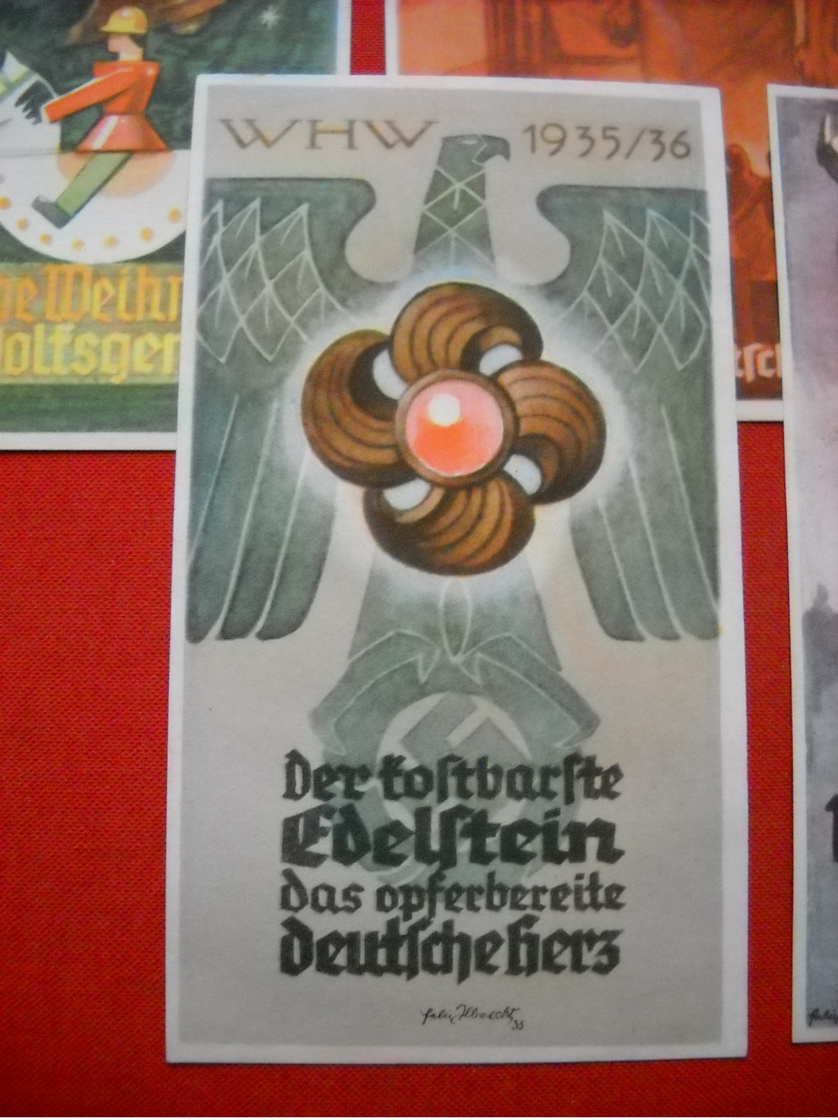 6 X WHW-Spenden-Türaufkleber/Quittungen 1935/36 - Briefe U. Dokumente