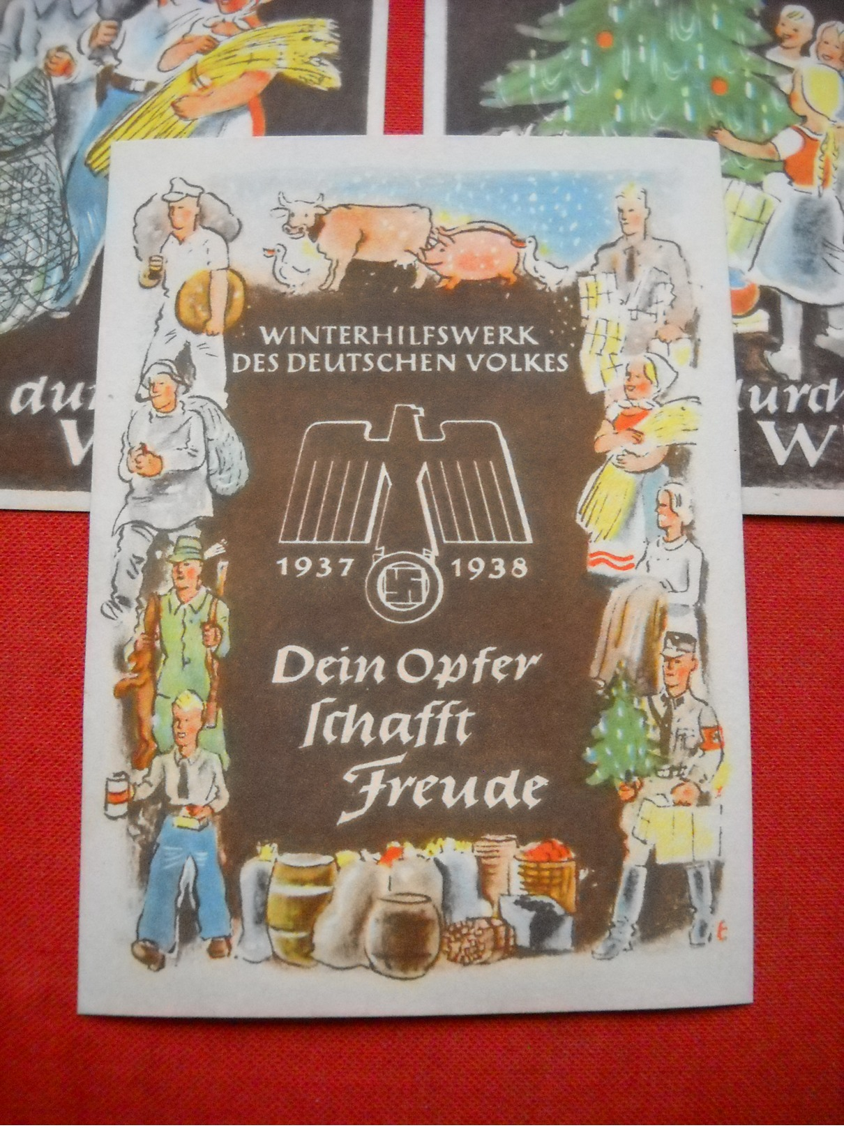 6 X WHW-Spenden-Türaufkleber/Quittungen 1937/38 - Briefe U. Dokumente