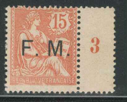 * N°2 - 15c Verminnon + Mill. 3 (côté Droit) - TB - Timbres De Franchise Militaire