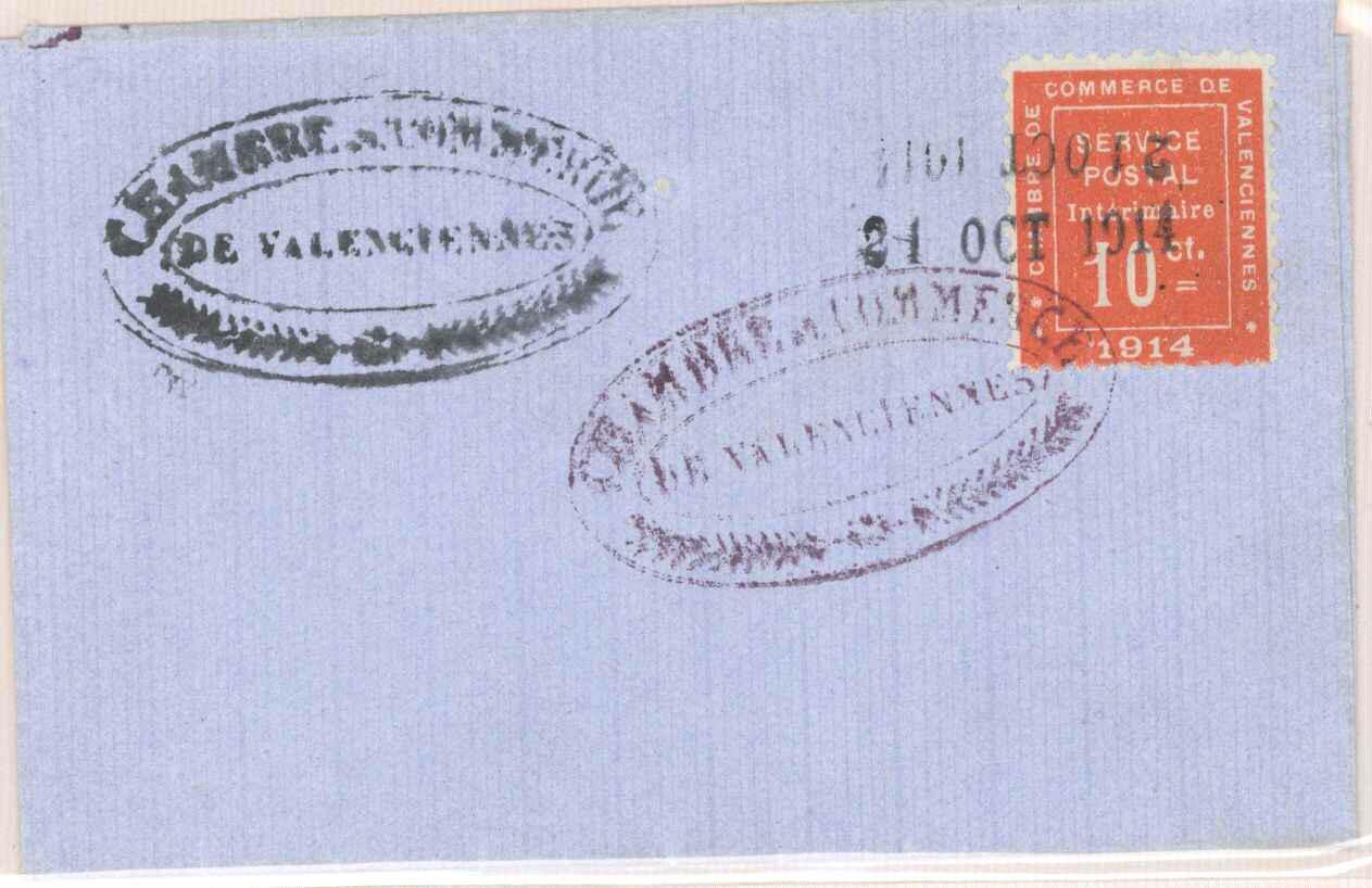 LSC N°1 - Valenciennes - Obl. Chambre De Commerce - 21/OCT/1914 - TB - Guerre (timbres De)