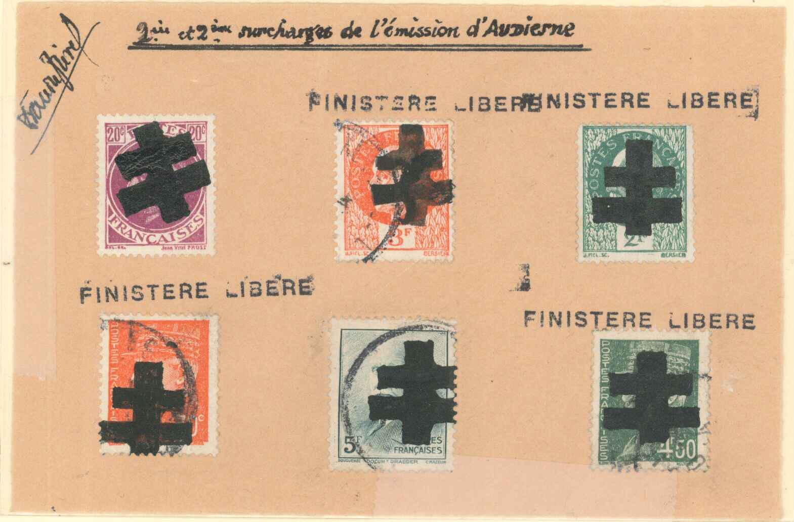 L Audierne - N°1, 6, 14, 17, 20 Et 22 - Obl. S/petit Feuillet - N°17 Type I - Les Autres Type II - TB - Libération