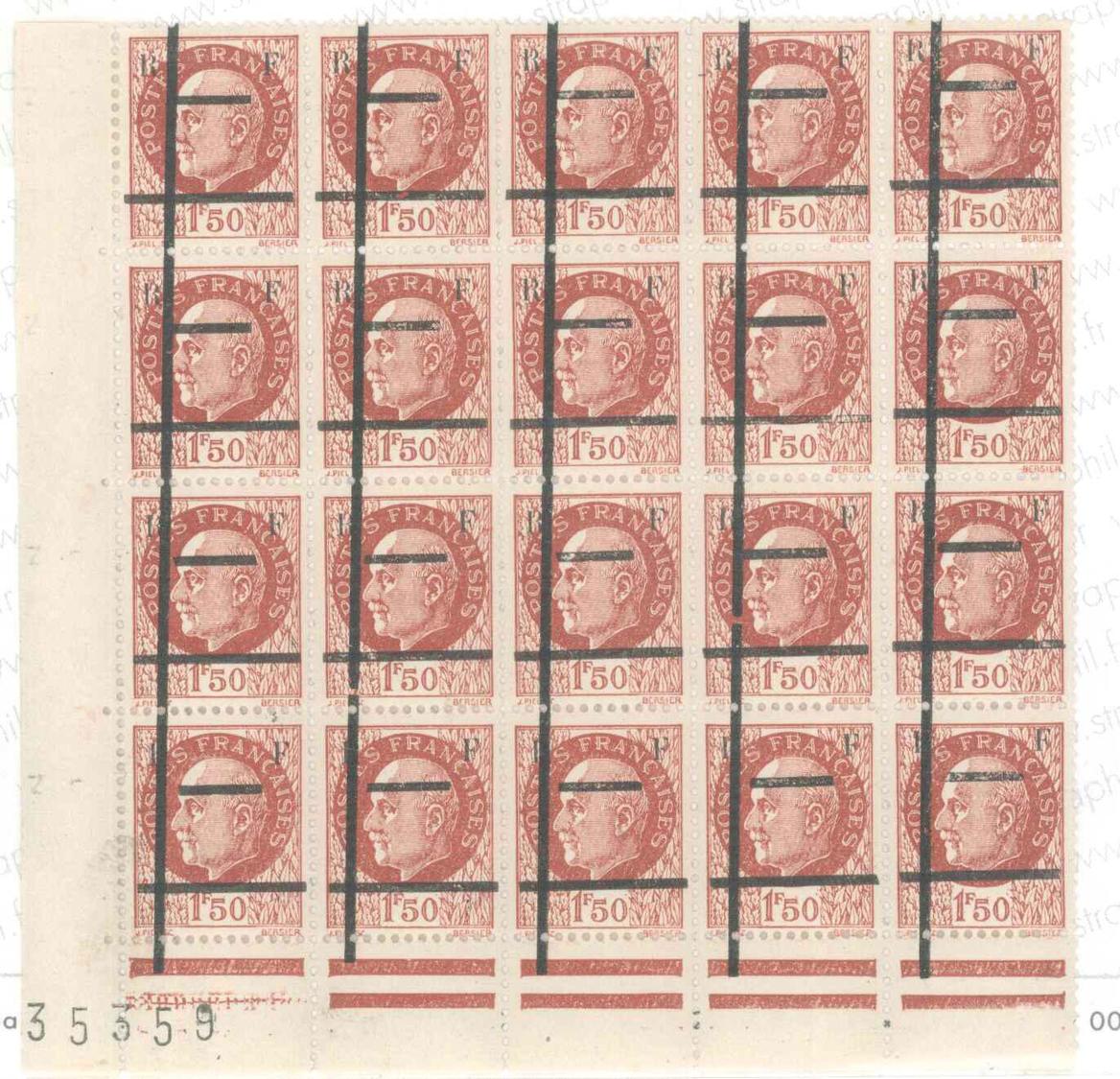 ** Lille - N°1 - 1F50 Pétain - Bloc De 25 - Avec Variété De Surcharge - TB - Libération