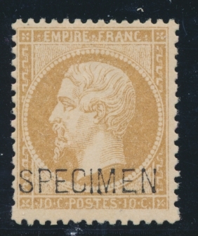 ** N°21c - 10c Bistre - Surch. SPECIMEN - Signé A. BRUN - TB - Specimen