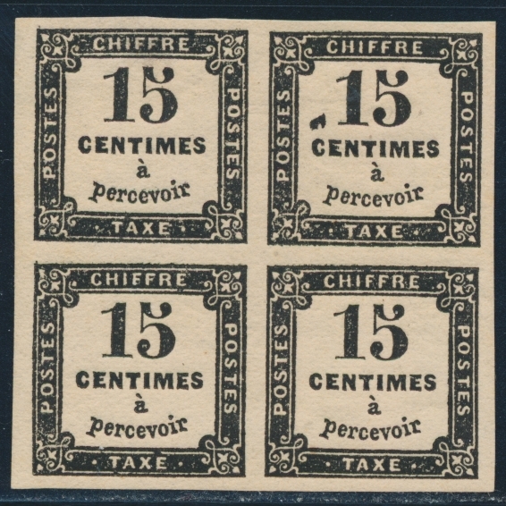 * N°3 - 15c Noir - Bloc De 4 - Variété Tâche Noire S/1 Ex - TB - 1859-1959 Postfris