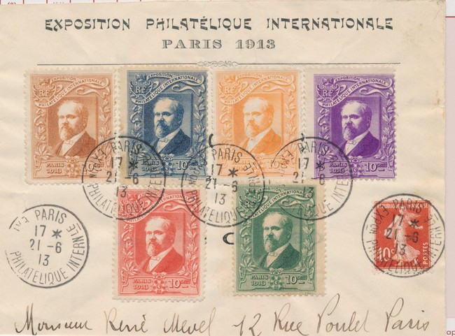 L 6 Vignettes Du Pdt Poincaré De L'Expo De Paris 1913 - Obl. 21/6/13 + Afft N°138 - TB - Autres & Non Classés