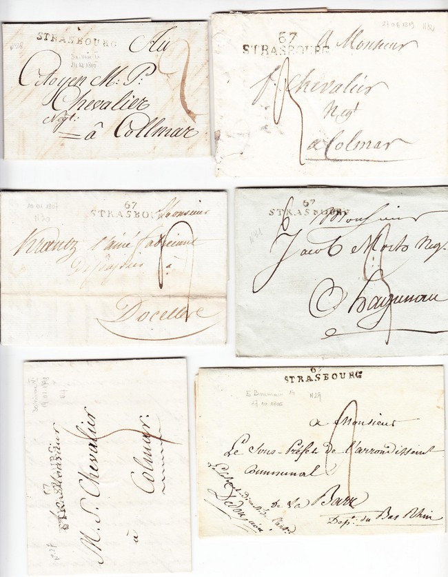 LAC 67 Strasbourg (x6) Plis - Cachets Diff. Lenain N°27/32 - TB - Lettres & Documents