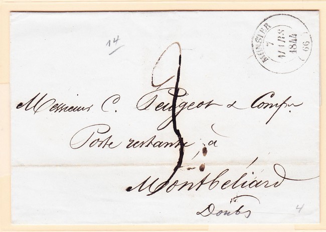 LSC Munster - 7 Mars 1844 - T14 - TB - Lettres & Documents