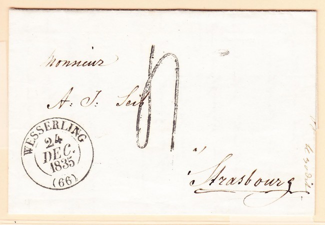 LAC Wesserling - 24 Dec 1835 + Taxe Tampon 4 - TB - Lettres & Documents