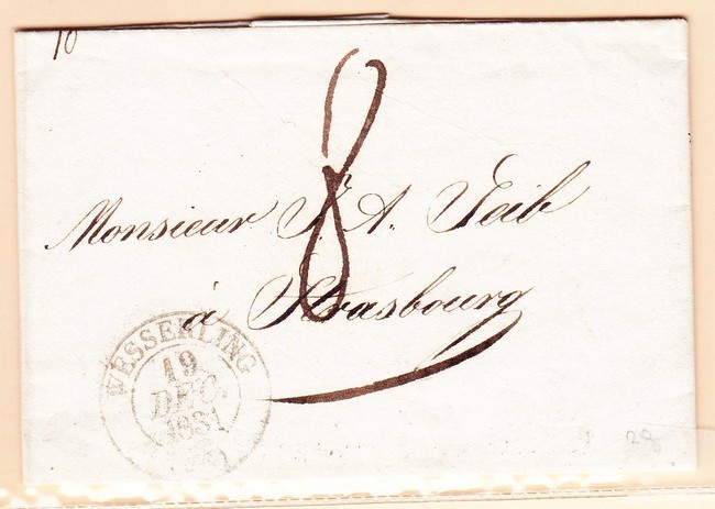 LAC T13 Wesserling - 19/Dec/1831 + Taxe Manus 8 - Pr Strasbourg - B/TB - Lettres & Documents