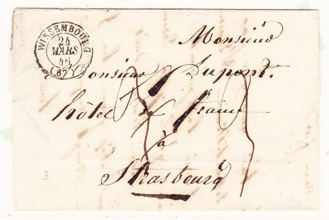 LAC T15 Wissembourg - à Strasbourg - 1846 - TB - Lettres & Documents