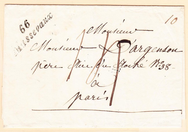 LSC 66 Massevaux + Verso Dateur 12 Nov 1834 - TB - 1801-1848: Précurseurs XIX