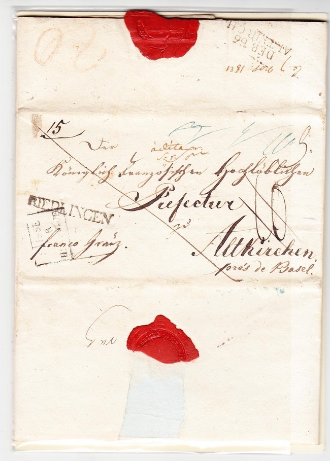 LAC DEB.66.ALTKIRCH - 7/11/1821 - S/Pli De Riedlingen - Pr Altenkirchen - B/TB - Lettres & Documents