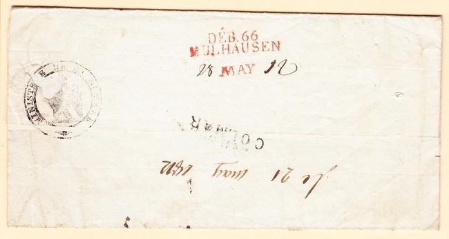 LAC DEB.66.MULHAUSEN (Rge) + DEB 66 COLMAR - S/pli De PARIS (Ministère De La Guerre) - Mai 1812 - B/TB - Lettres & Documents