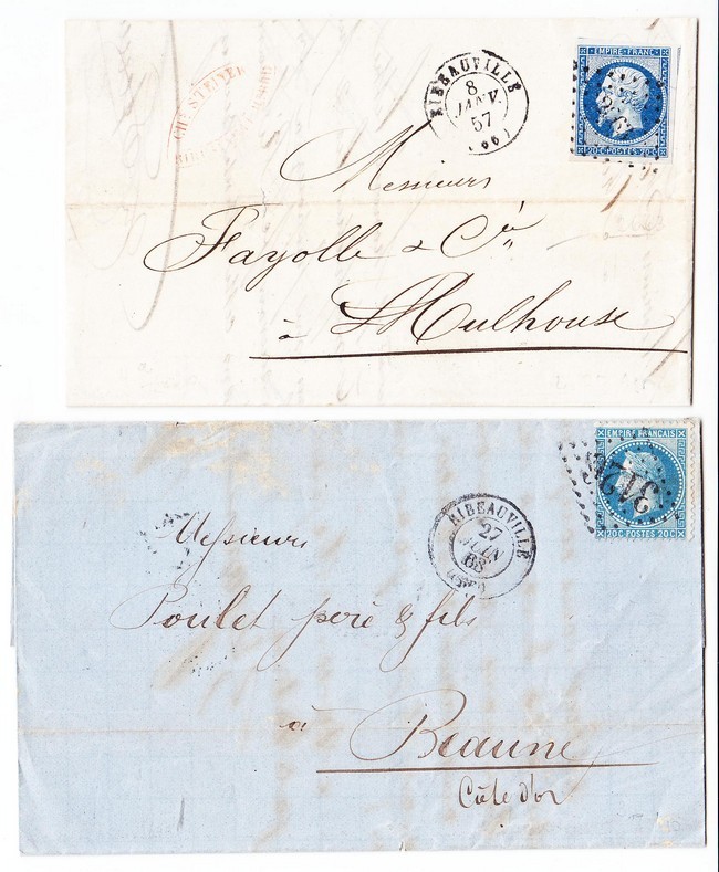 LAC 2 Plis Ribeauvillé - Datés 1857 Et 1868 - TB - Lettres & Documents