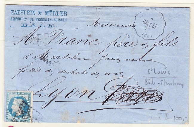 LAC N°29 - GC 2578 + St Louis Bâle St (faible) Pour Lyon - B/TB - Lettres & Documents