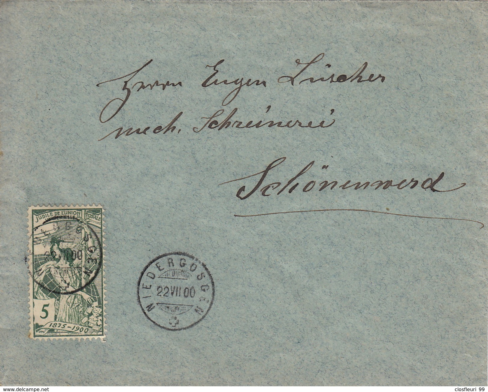 Bref Aus Niedergosgen, Briefmarke UPU  22.VII.1900. Nach Schönenwerd - Covers & Documents