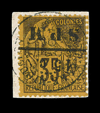 F N°15a - 15c S/35c Violet Noir S/jaune - Surch Renversée - TB - Vide