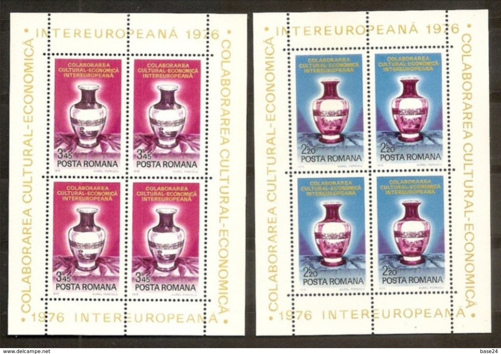 1976 Romania INTEREUROPEANA Serie Di 2 Foglietti Di 4v. (2960, 2961) MNH** - Blocchi & Foglietti