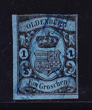 O N°6 - 1g. Noir S/bleu - TB - Oldenbourg