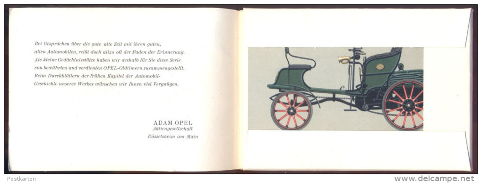 ÄLTERES KOMPLETTES POSTKARTEN BOOKLET OPEL OLDTIMER ADAM OPEL AG Lutzmann Laubfrosch Tonneau Darracq Torpedo Phaeton Car - PKW