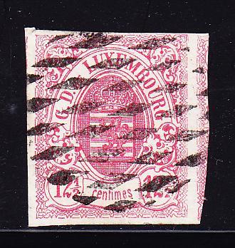 O N°7 - 12½ C Rose - Obl Rare - TB - 1852 Guillaume III