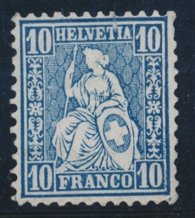 (*) N°31 (N°36)  - 10c Bleu  - 2 Dents Rognées (cote SBK 900 FS) - B/TB - 1843-1852 Timbres Cantonaux Et  Fédéraux