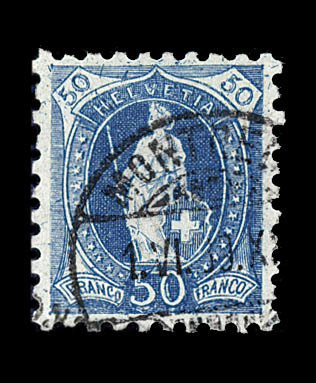 O N°70B (N°84) - 50c Bleu - TB Centrage - TB - 1843-1852 Timbres Cantonaux Et  Fédéraux