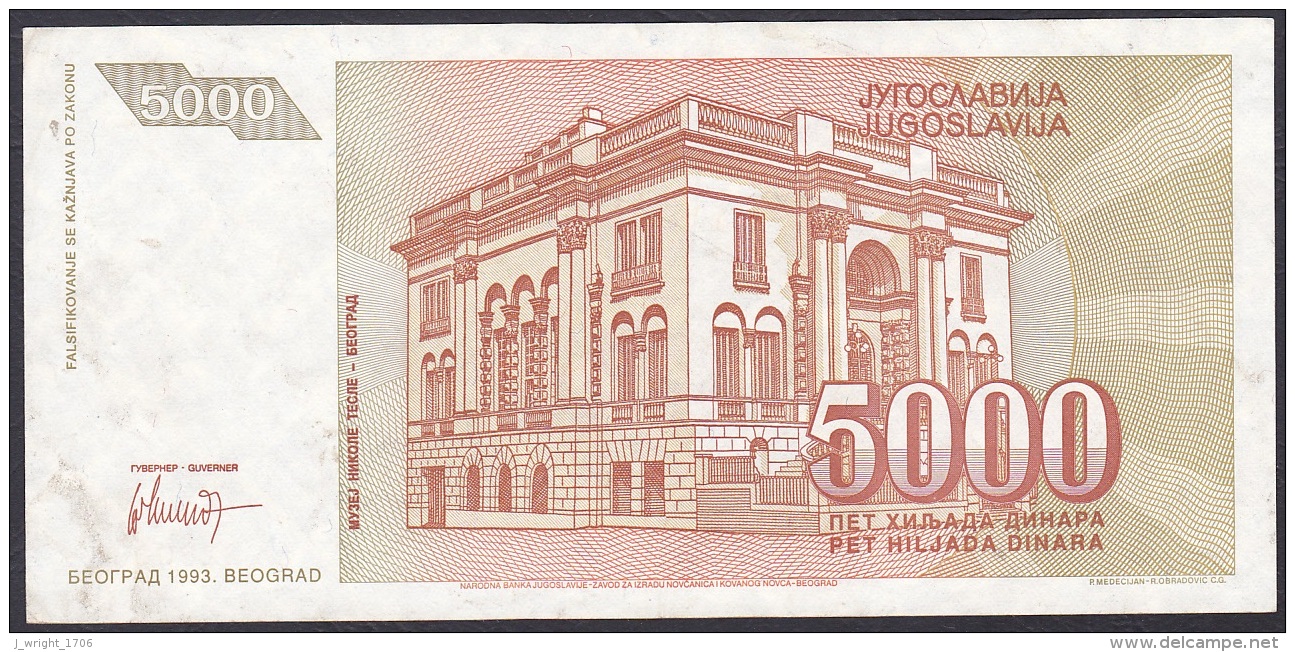 Yugoslavia:- 5000 Dinara/P.128 (1993):- VF - Joegoslavië