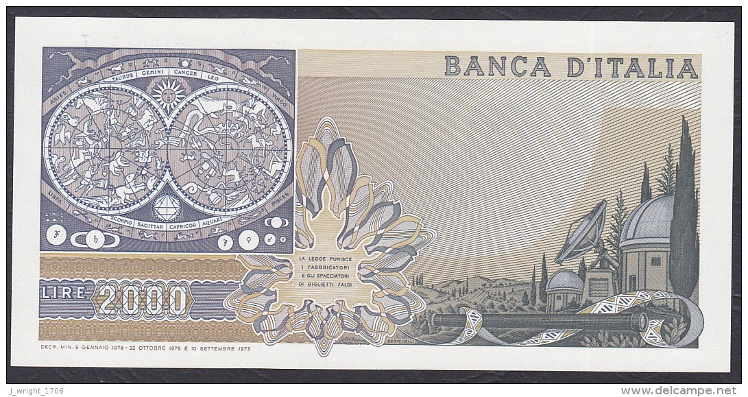 Italy:- 2000 Lire/P.103b (Baffi/Stevani/1976):- UNC (Radar Serial '510015') - 2000 Liras