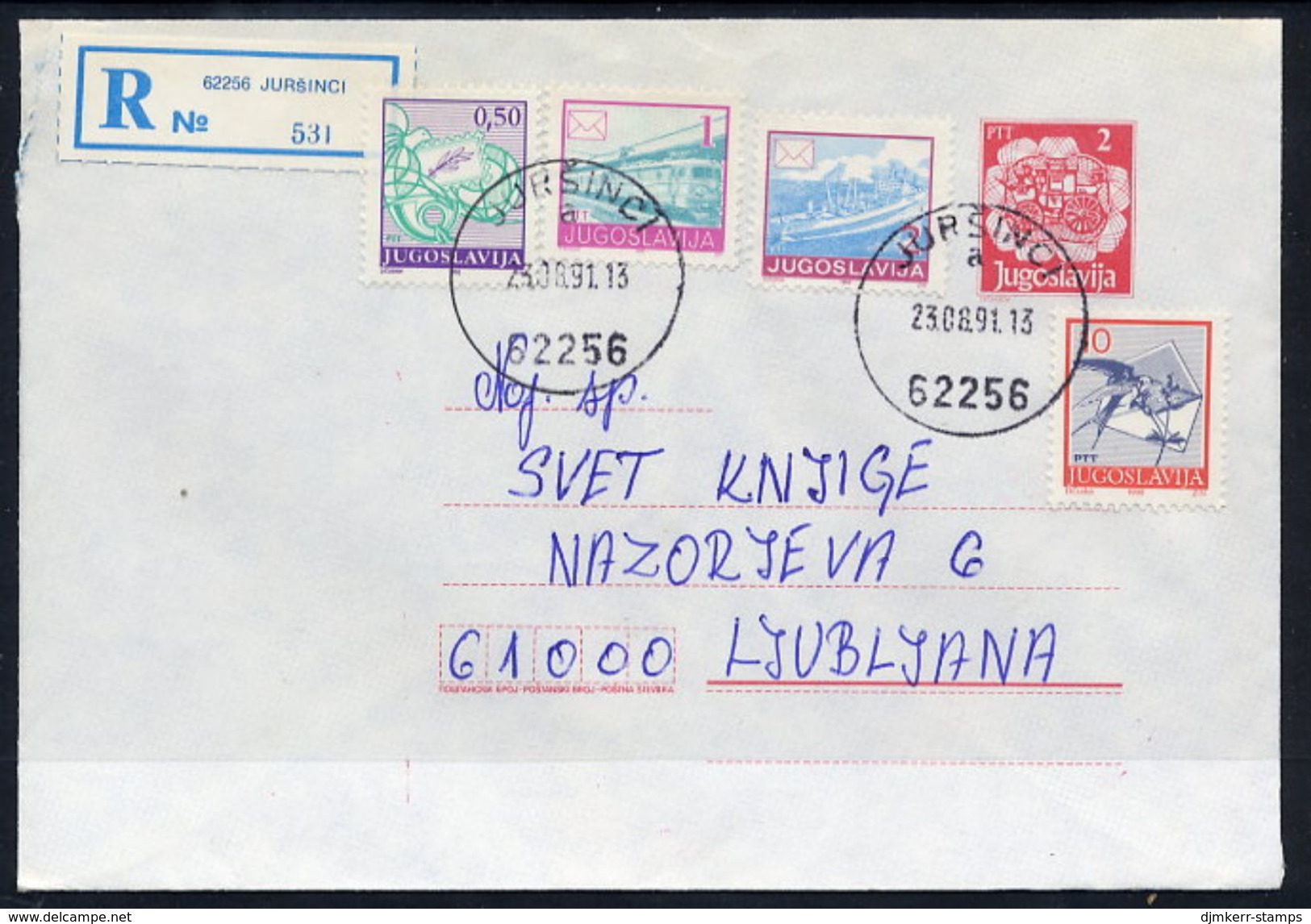 YUGOSLAVIA 1990 Mailcoach 2 D. Stationery Envelope Used With Additional Franking.  Michel U96 - Postwaardestukken