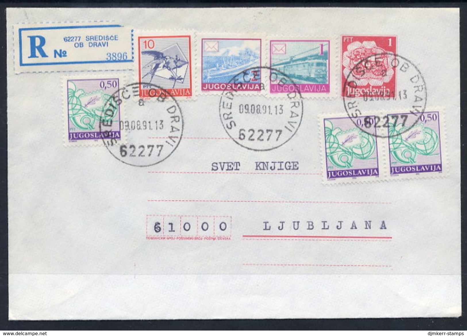 YUGOSLAVIA 1990 Mailcoach 1 D. Stationery Envelope Used With Additional Franking.  Michel U95 - Postwaardestukken
