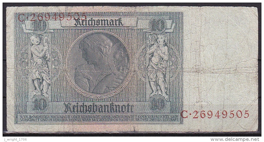 Germany/Weimar Rebublic:- 10 Reichmark/P.180a (Watermark A. D. Thaer):- VG - 10 Mark