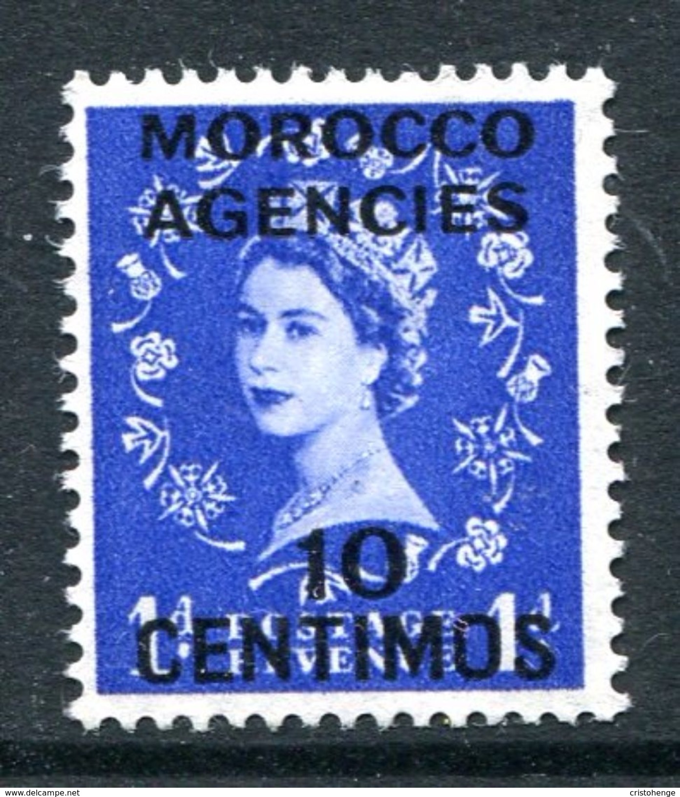 Morocco Agencies - Spanish Currency - 1954-55 QEII GB Overprints (Tudor Crown) - 10c On 1d Ultramarine HM (SG 188) - Uffici In Marocco / Tangeri (…-1958)